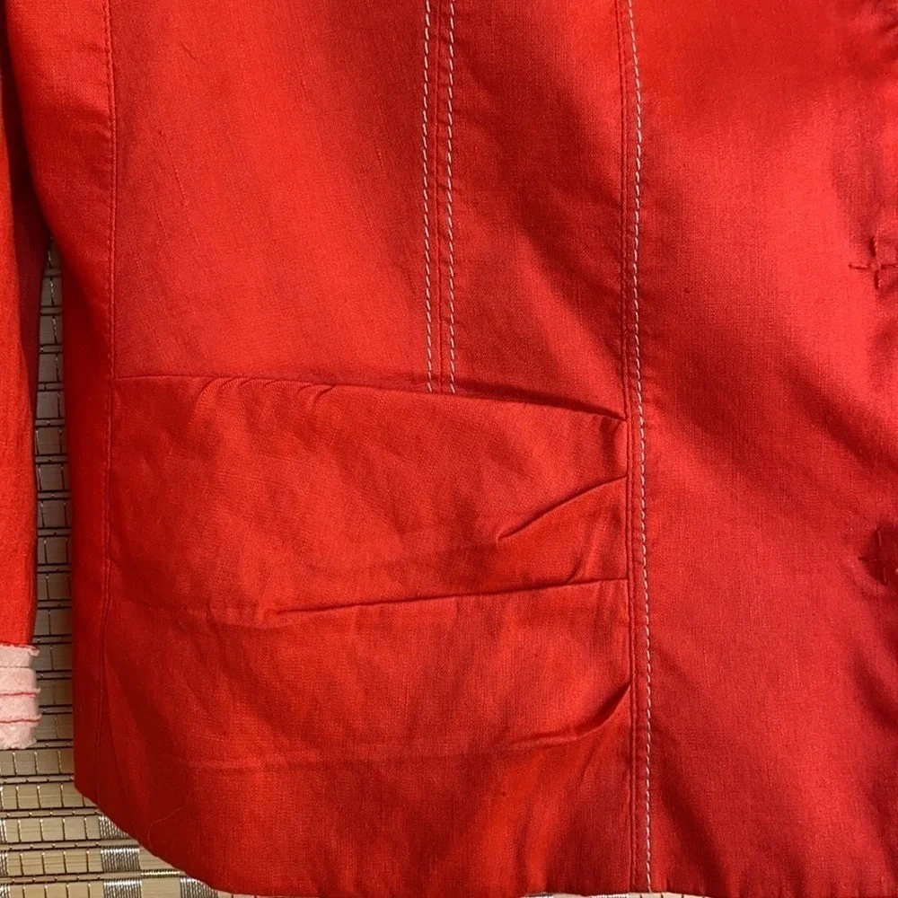 Tahari Red Blazer Jacket Womens Size Small Contrast‎ Stitching women size 12